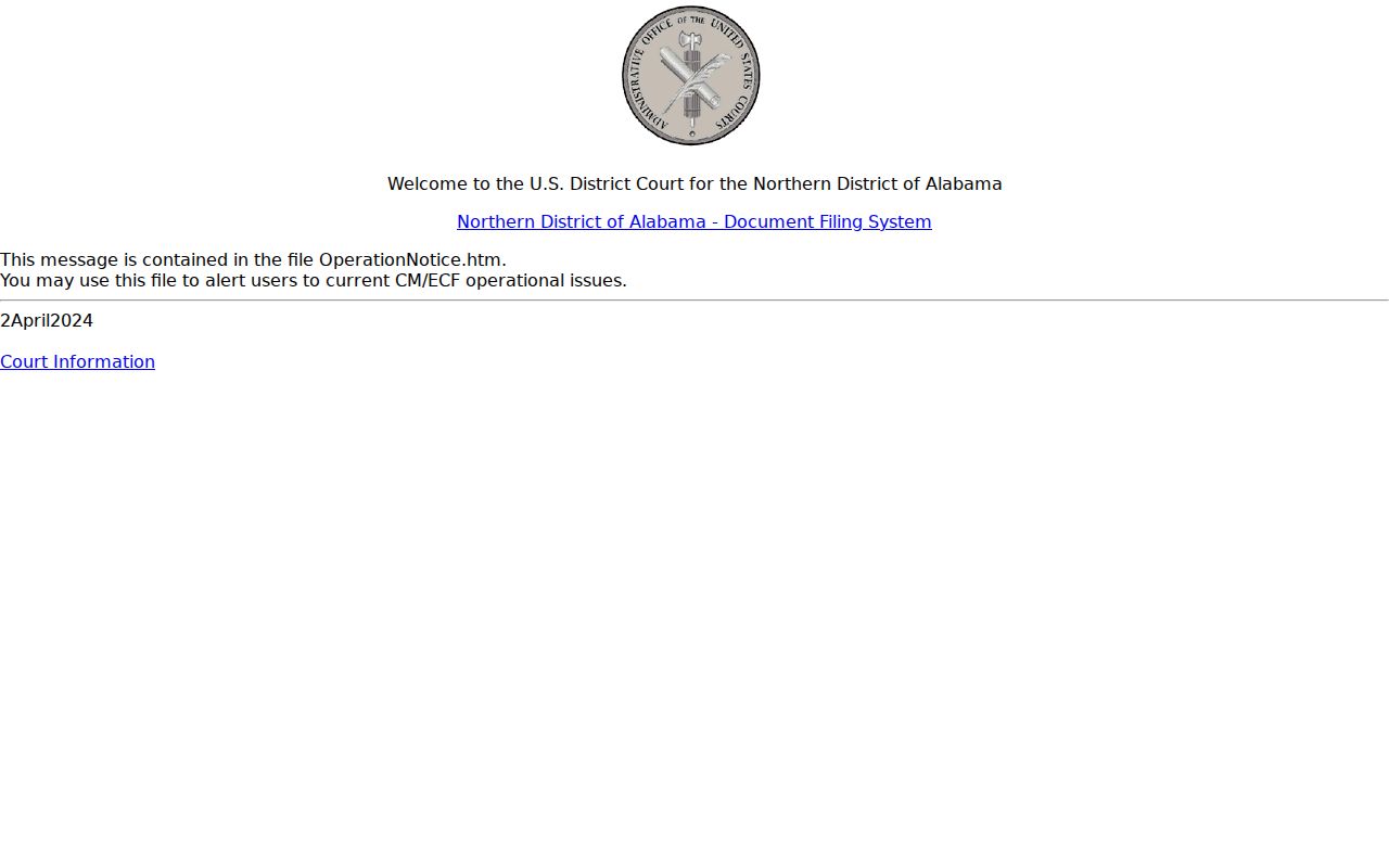 Marshall County court dockets Northern District CM ECF