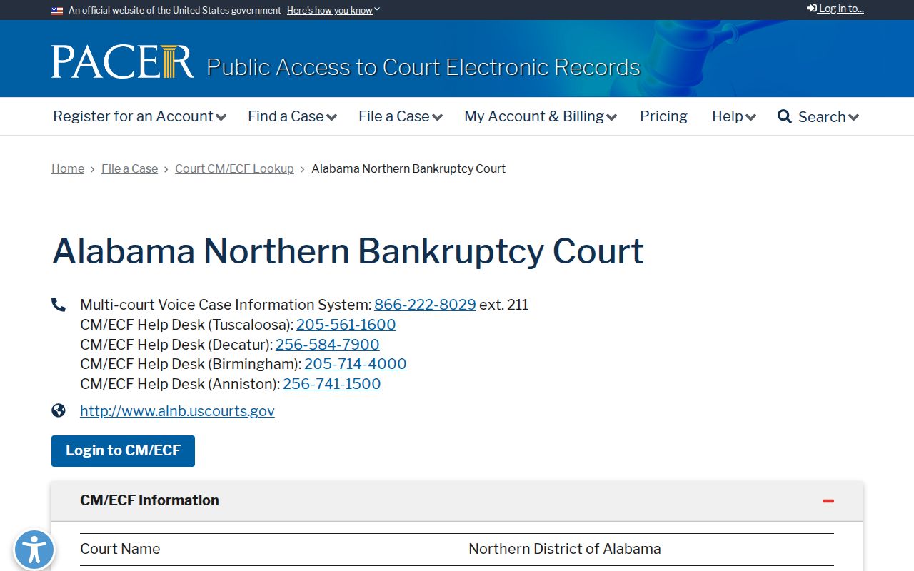 Federal bankruptcy court lookup separate from Marshall County District Court