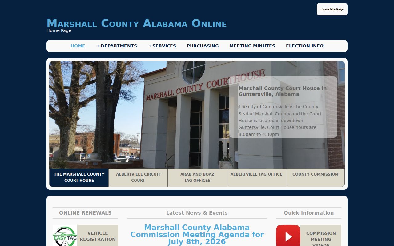 Marshall County Court records official county site