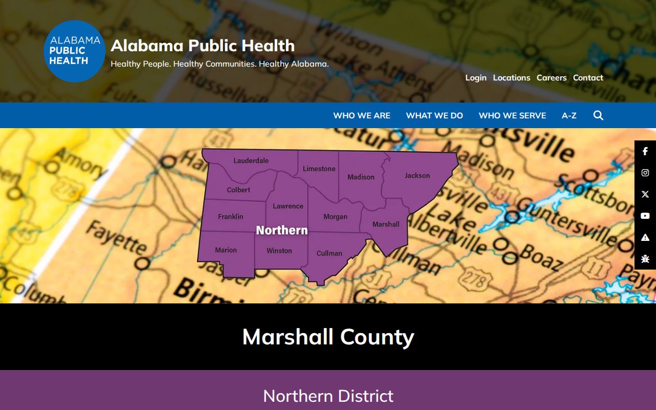Marshall County marriage and divorce records at the county health department