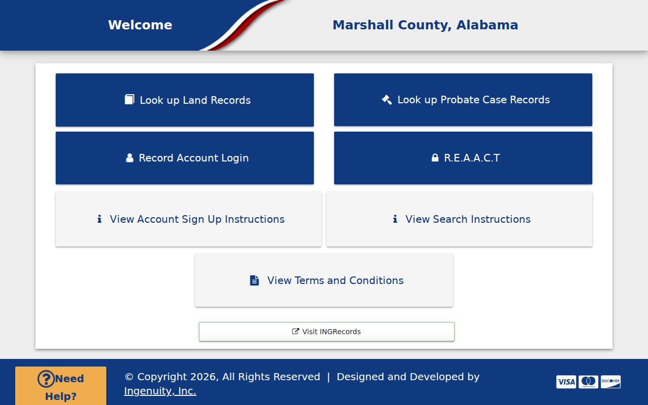 Marshall County probate case and land records online search