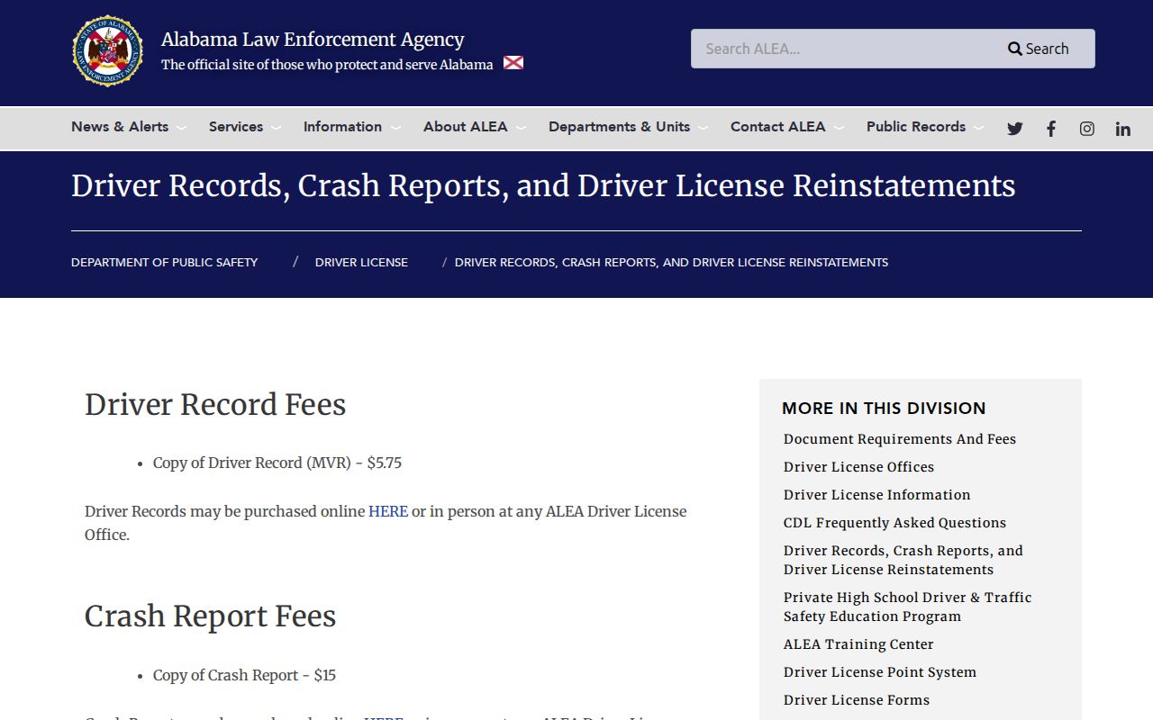 Marshall County traffic court records ALEA driver and crash record options
