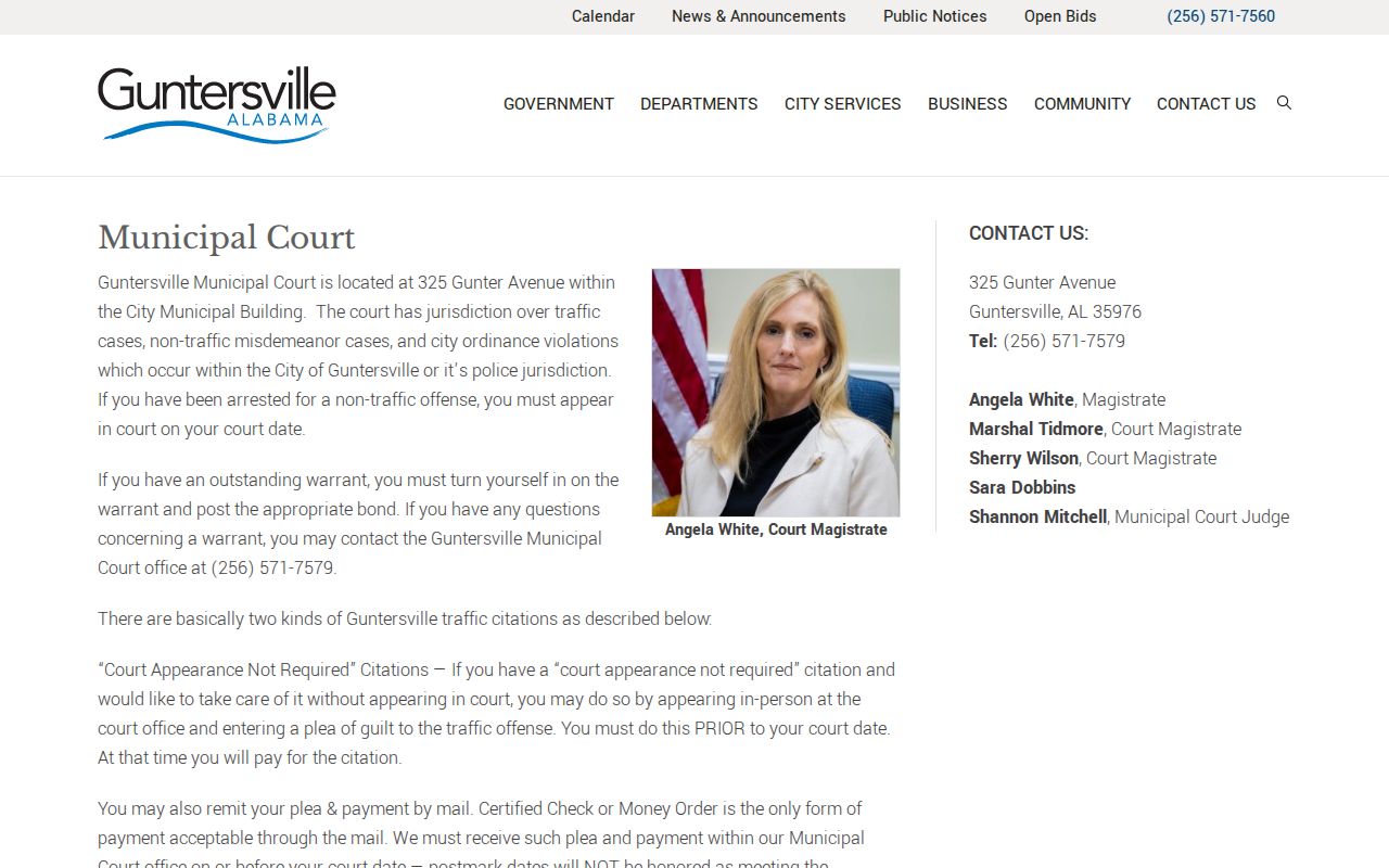 Marshall County traffic court records Guntersville Municipal Court